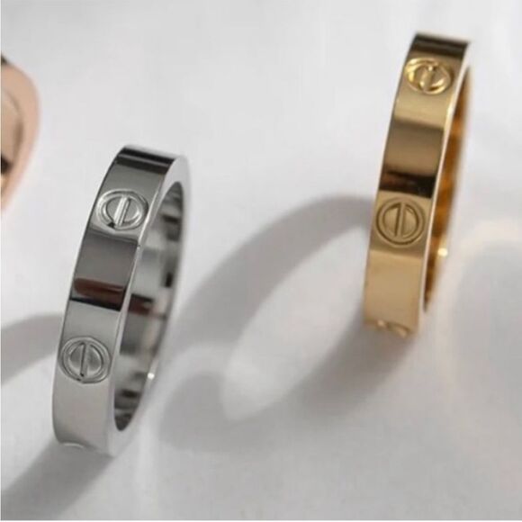 NEW GOLD OR SILVER SCREW RING LOVE RING DESIGNER INSPIRED LOVE RING - Picture 9 of 12